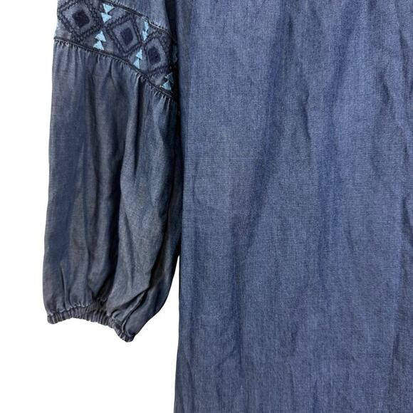 New Directions Cambray Embroidered Shift Style Knee Length Womens Blue Dress XL - Picture 12 of 16